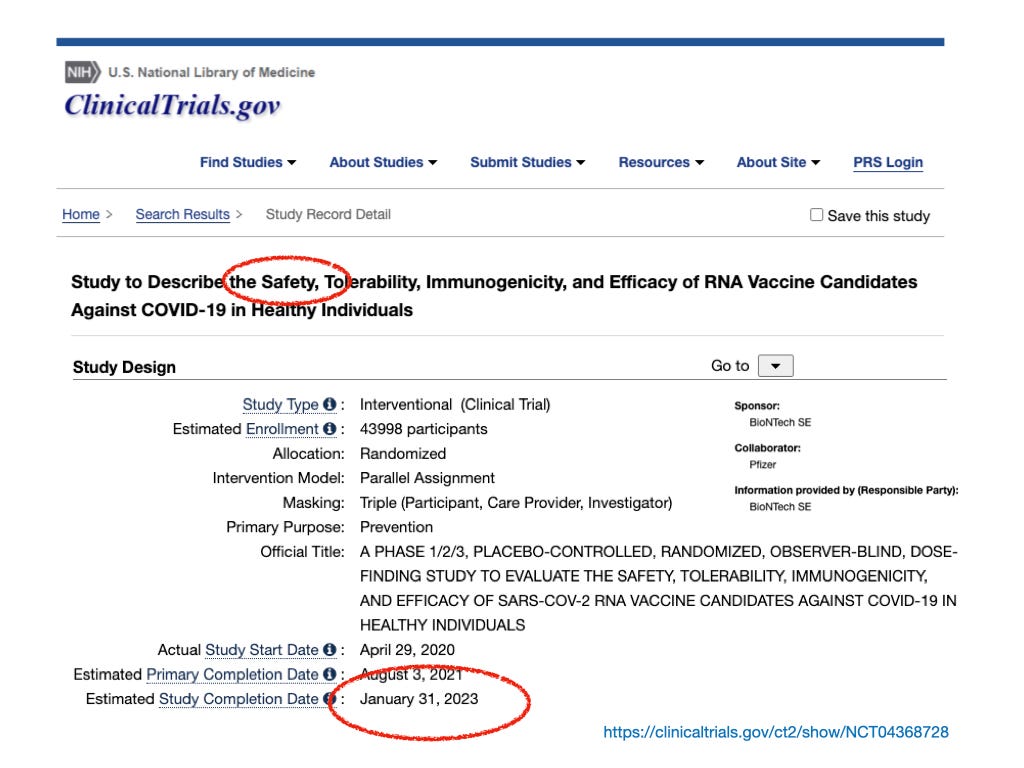 Clinical trial schedule