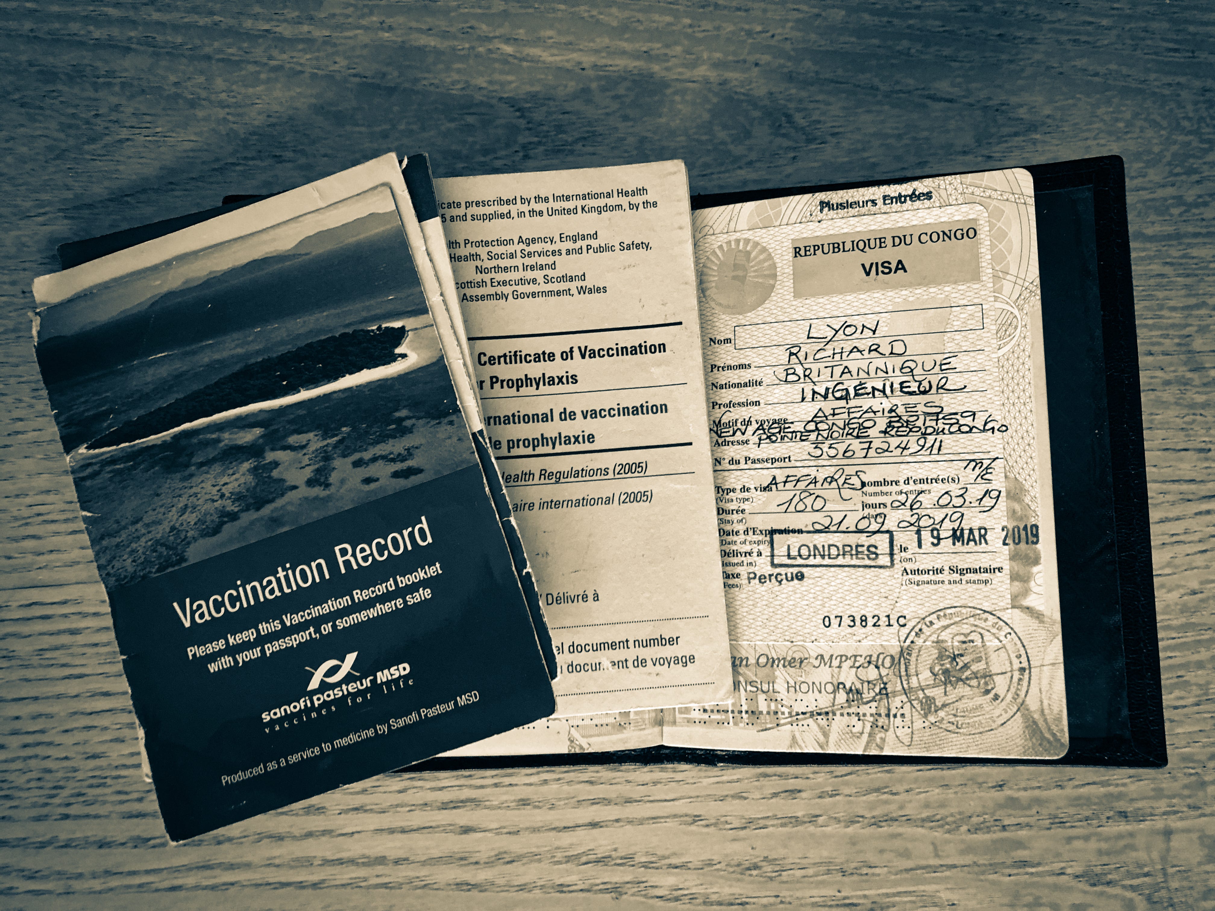 Passport and vaccination record